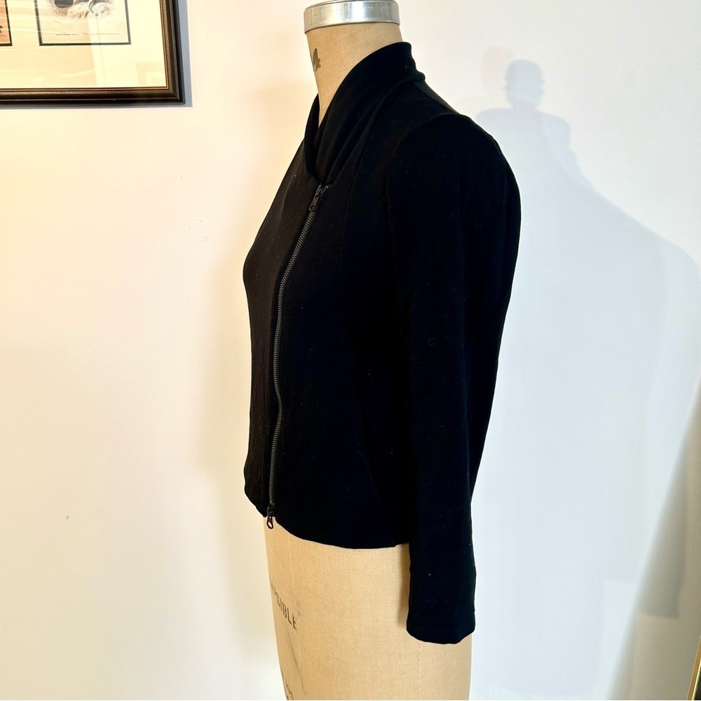 Eileen Fisher Women’s Black Tencel Fleece Moto Asymmetrical Zip Jacket Sz Xs - Picture 6 of 14